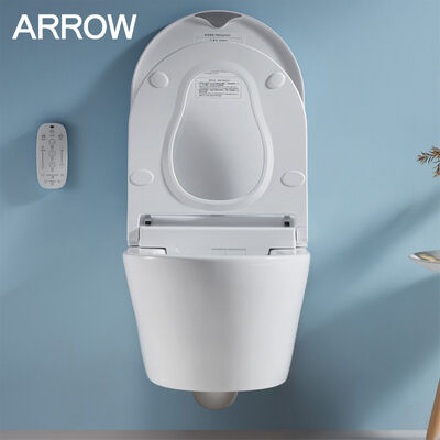 ARROW Smart Toilet with Remote Control Heated Seat and Self-cleaning Glaze Wall-Mounted Intelligent Bidet Toilet